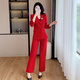 Purple charming formal women's suit spring, autumn and winter long-sleeved professional attire, workplace wear, commuting, high-end sense, business formal suit jacket, red (suit + straight trousers) L (recommended 100-110 Jin Jin equals 0.5 kg)