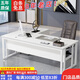 RUSEN Desk Boss Desk and Chair Combination Single Office Furniture Executive Desk Supervisor Manager Desk Computer Desk Customized White Frame + White 140*80 Table + Side Cabinet with Drawer + Chair