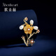 Oppenheim benheart Danish plum brooch Chinese ethnic style elegant mother-of-pearl brooch pearl corsage women's accessories pendant gift brooch-Aomei Yingxue Champagne Gold