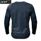 JEEP SPIRIT European and American men's distressed henley shirt retro long-sleeved T-shirt large size men's button washed distressed bottoming shirt top light gray 2XL (185-205Jin Jin equals 0.5 kg)