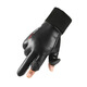 Jiang Fu Zhoucheng leather gloves winter warm men's touch screen plus velvet, water-repellent, wear-resistant, anti-skid, leaky fingers, fishing, takeaway, riding, driving, PU two-finger flip-up cover - Men's model, one size fits all