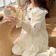 Pajama de tulx para el palacio de mujeres estilo Autumn Women's Sweet Sweet Small 2023 Nuevo algodón de manga larga Ropa para el hogar de primavera y otoño Color de albaricoque 6210#[33y] L 95-115Jin [Jin equivale a 0.5 kg]