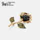 She s Qianzi Van Gogh sunflower retro imitation crystal high-end high-end brooch light luxury corsage birthday gift for girlfriend