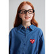 ELLE KIDS Children's Clothing Love embroidered logo mid-length denim shirt girls spring cotton casual comfortable jacket denim blue 160 (S)