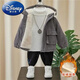 Disney (Disney) children's corduroy jacket boys' winter thickened velvet new style children's fashionable baby hooded winter clothing trendy brown smiling corduroy jacket 100cm