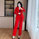 Purple charming formal women's suit spring, autumn and winter long-sleeved professional attire, workplace wear, commuting, high-end sense, business formal suit jacket, red (suit + straight trousers) L (recommended 100-110 Jin Jin equals 0.5 kg)