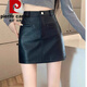 Pierre Cardin small fragrant style pu small leather skirt for women autumn and winter style fat m girl high waist slim versatile skirt a line hip-covering short skirt coffee color XL recommended 115-125Jin Jin is equal to 0.5 kg