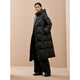 PEACEBIRD Women's Down Jacket Hooded Puff Winter Warm Bread Jacket Black 2 Long S