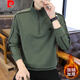 Pierre Cardin half-zip sweatshirt men's spring and autumn velvet thickened stand collar top casual handsome half turtleneck warm bottoming shirt 6657 black style velvet L (about 125~140Jin Jin is equal to 0.5 kg can be worn)