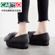 CARTELO Autumn and Winter Korean Style Wedge Rabbit Fur Shoes Medium Heel Bean Shoes Women's Bow Tie Loafers Plus Velvet Thick-soled Fur Shoes for Outerwear 1813 Black 34
