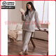 Six rabbitt couple new Chinese style pajamas for women in autumn and winter three-layer thickened quilted jacket men's coral velvet home wear set 64512 Elegant Gray-Female (M-2XL) XL 3 layers