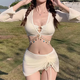 Bai Qixin swimsuit for women in hot springs, high-end bikini four-piece set, fresh and pure, sexy split beach vacation swimsuit, white moonlight bikini four-piece set, one size fits all, 70-130 Jin Jin is equal to 0.5 kg