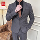 Red bean worsted wool micro-elastic suit men's slim professional formal business suit wedding groomsmen suit groom suit gray M 170