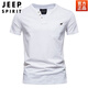 JEEP SPIRIT2025 new men's short-sleeved T-shirt pure cotton Henry open collar small v-neck top solid color slim bottoming shirt men's summer black 100% cotton XL weight recommendation 153-170Jin Jin equals 0.5 kg