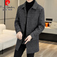 Pierre Cardin Herren Wollmantel kariert Winter High-End Nizi Windjacke Mittellanger Wollmantel im britischen Stil 1005 schwarz Baumwolle Stil XL