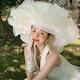 Tongrubi French retro cloud top hat women's banquet photo photo props bride wedding dress high-end picture color is beige and contains long yarn