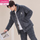 
Modal autumn and winter plus velvet thickened men's pajamas for men's three-layer cotton jacket flange home coral velvet home clothing warm set M6627 brown thickened model XL [recommended 120-140Jin [Jin equals 0.5 kg]]