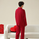 LangSha Wedding Pajamas Couple Outfits One Man and One Woman Pure Cotton Red Spring and Autumn Cotton Festive High-Level Home Clothing Set 3307 Love Launch M Female + 2XL Male