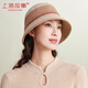 Shanghai Story Women's Pure Wool Hat Autumn and Winter Felt Hat Thickened Warm Gradient Color Fisherman Hat Birthday Gift Beige