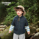 Qiqi Xiong boys' denim shirt children's jacket fashionable baby thin long-sleeved shirt spliced striped top autumn