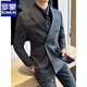 ROMON high-end customized suit men's British style double-breasted business casual suit large size three-piece formal wedding suit 338 black double-breasted single-piece suit XL (125-140Jin Jin equals 0.5 kg)
