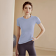 Yoga wear for women, thin breathable running sports short-sleeved T-shirt for women, Pilates training fitness top for women, sky blue S (recommended 95 Jin Jin is equal to 0.5 kg or less)