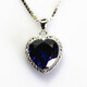 Tanhai Ocean Heart Necklace Titanic Style Women's Pendant Tanzanite Sterling Silver Inlaid with Sapphire as a Gift White Gold (12X12mm) with Chain