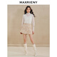 MAXRIENY exquisite romantic lace chiffon shirt temperament slim slim turtleneck top bottoming shirt for women in white M
