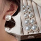 DAISY DREAM 925 silver French flat round steamed bun Shijia large pearl earrings for women light luxury temperament high-end earrings fashion earrings 10mm flat round steamed bun pearl earrings 925 silver straight needle style