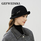GEFWEIMKL Merino Wool Hat Women's Autumn and Winter New Bow Hepburn Style Women's Fashion Hat Elegant Warm Basin Hat Black Adjustable (56-58cm)