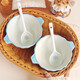 High-looking snowflake bow ceramic double-ear soup bowl yogurt bowl underglaze color household tableware microwave instant noodle bowl Chuxue blue pumpkin double-ear bowl 1 high-temperature underglaze color material