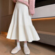 Yijian knitted pleated skirt for women in autumn and winter, small, high-waisted, slim, mid-length, a-line umbrella skirt, long skirt, versatile knitted pleated skirt, off-white - one size fits all (recommended 80-120 Jin Jin equals 0.5 kg)