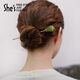 She s Akiko resin hairpin new Chinese style hairpin ancient style hairpin high-end hair accessories birthday gift for girlfriend Green F0
