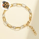 Wenyingwei Enya 18k gold double card bracelet large card double ring bracelet lNS light gold style large gold chain 18k yellow 16+3cm