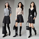 Late White New Product 2025 Winter Temperament Sheep Wool Skirts Simple and Elegant High Waist Casual Woolen Shorts Boot Pants Women Dark Gray 28