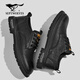 Septwolves Men's Shoes Business Casual Shoes Winter 2025 New Genuine Leather Soft Soled Casual Leather Shoes Black Workwear Low-top Martin Boots Black 41