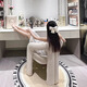Yiyan Cream Style Nordic Internet Celebrity Makeup Chair Designer Live Broadcast Modern Simple Bedroom Home Light Luxurious Dressing Table Stool and Chair Off-White Velvet 90% Customers Choose