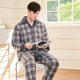 American Standard Gifts Winter New Couple Pajamas Thickened Three-layer Cotton Warm Men's and Women's Casual Plaid Can Be Weared Outer Home Clothes Dark Gray (Coral Velvet Inner Layer) XL