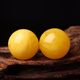 Fat Donglai's same beeswax single bead, fidelity natural natural round beads, chicken oil yellow floating flower full of honey, old wax single raw mineral bead, 14mm chicken oil yellow full of honey, one