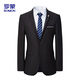 ROMON Suit Men's Business Slim Professional Formal Wear Groomsman Groom Wedding Dress Two-piece Y306 Black XL