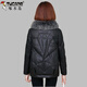 Woodpecker Large Fur Collar Leather Jacket Women's 2025 Autumn and Winter New Korean Style Leather Cotton Jacket Short Thickened Cotton Jacket Gray M Recommended 95-110Jin Jin equals 0.5 kg