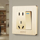 International electrician concealed type 86 switch socket home living room two-open dual-control wall power panel brushed gold 16A three-hole high-power water heater air conditioner wall plug five-hole socket