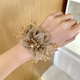 Gypsophila organza large intestine hair band for women, high-end hair rope, ball hair, flower headband, light luxury hair band, champagne color