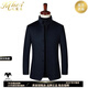 Mafanfu high-end Chinese stand-up collar cashmere jacket men's autumn and winter middle-aged business casual suit men's wool woolen coat navy blue M 170