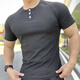 PAIJISHA American coarse threaded Henley shirt short-sleeved sharp shirt short-sleeved men's heavy-fitting POLO shirt sports leisure fitness training black L 115-135Jin Jin equals 0.5 kg