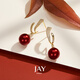 Jay imitation pearl earrings red earrings women's autumn and winter New Year earrings as a birthday gift for girlfriend