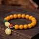 Buhesyt Natural Beeswax Bracelet Women's Peony DIY Pixiu Jade Raw Mineral Amber Chicken Oil Yellow Bracelet Nanhong Original Bead Diameter 10MM+ Bracelet (Fashionable and Elegant)