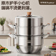 Royalstar steamer 304 stainless steel soup pot steaming and stewing all-in-one steamed fish and steamed buns thickened multi-layer induction cooker gas stove universal multi-bottom Chinese wooden handle three layers 32cm