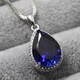 Miyan drop-shaped tanzanite sapphire pendant princess women's tanzanite necklace colorful treasure 925 sterling silver plated 18K gold inlaid 0 carat white gold (12x16) with chain