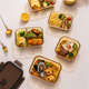 
Van Gogh glass lunch box microwave oven, borosilicate heat-resistant sealed refrigerator and fresh-keeping box, office workers' heating and separation lunch box, two round boxes, 1050ml (chop spoon + bag)